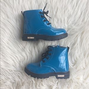 Toddler Girls Patent Blue Grunge Boots